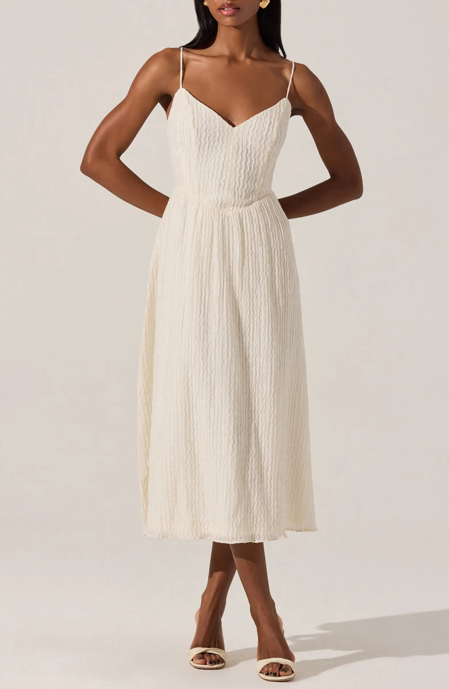 Textured V-Neck Midi Dress | Nordstrom Rack