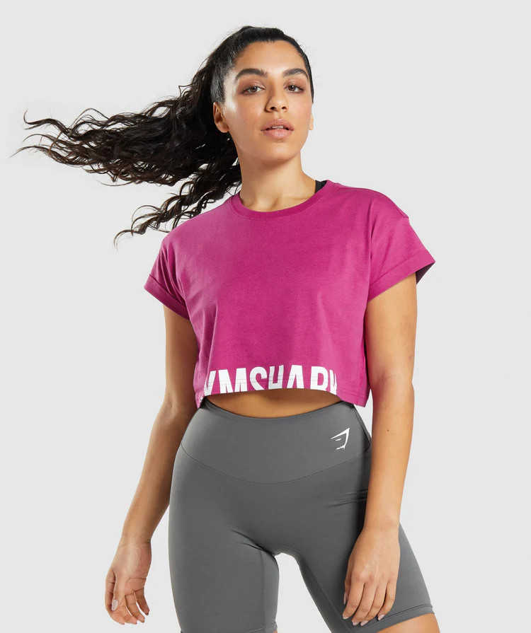 Gymshark Fraction Crop Top - Dragon Pink | Gymshark US