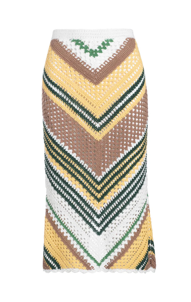 Hand-Crocheted, Chevron-Stripe Pull-On Skirt | Etcetera