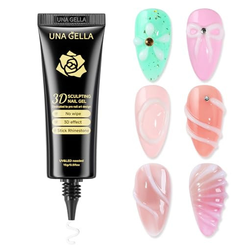 UNA GELLA Milky White 3D Gel Nail Art 15g, No Wipe Sculpting Gel Polish for Nails Tips, Chrome Nails Powder, Molding, Nail Charms and Gems Decoration, Lamp Curing Required DIY Art Salon at Home | Amazon (US)
