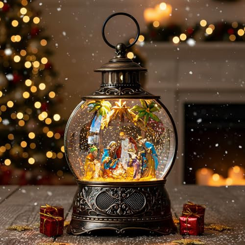 Christmas Snow Globes, Adoration of The Magi Nativity Manger Scene, Silent Night Music Water Lantern, Holiday Decorations Gifts for Family, Children or Friends | Amazon (US)