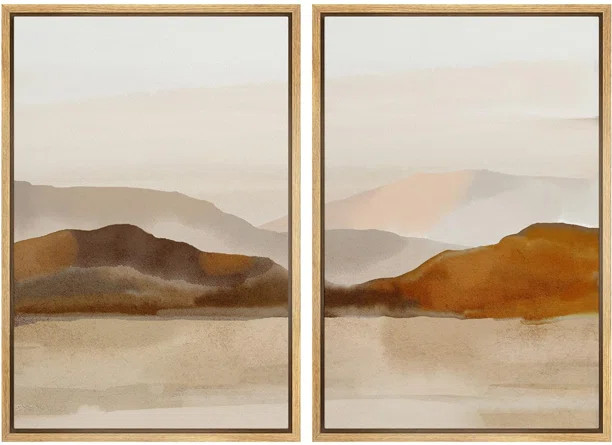 Brown Mountain Framed On Canvas 2 Pieces Print | Wayfair North America