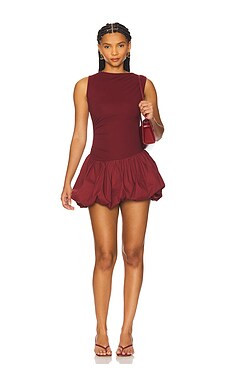 SNDYS x REVOLVE Maya Bubble Dress in Cranberry from Revolve.com | Revolve Clothing (Global)