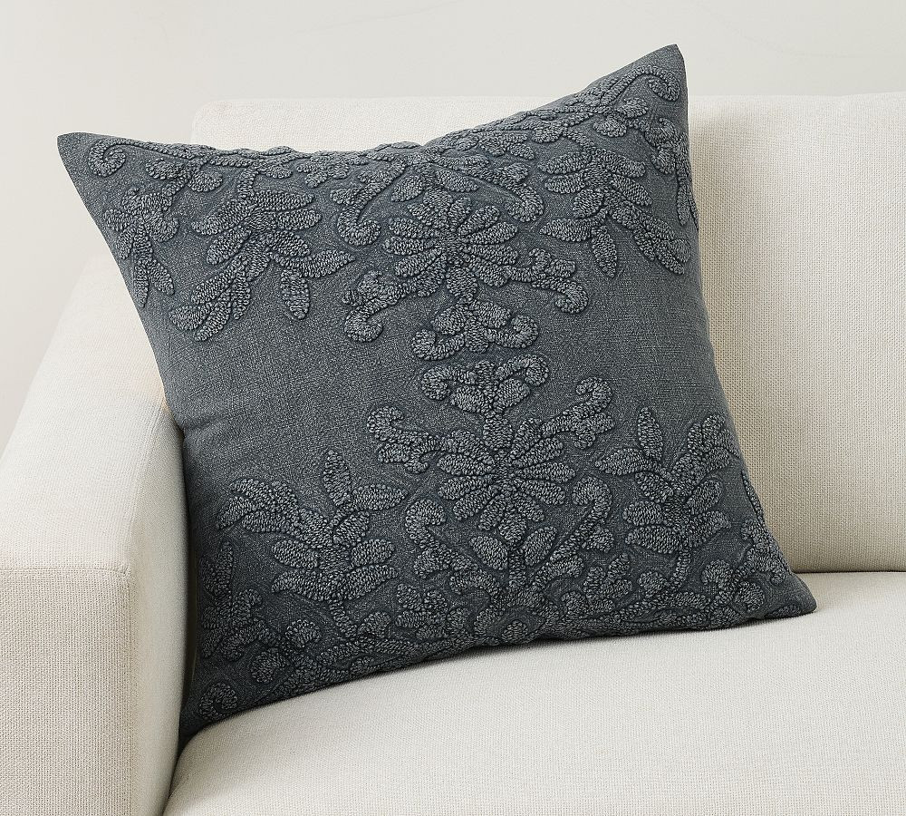 Isabella Embroidered Pillow Cover, 22"", Indigo | Pottery Barn (US)