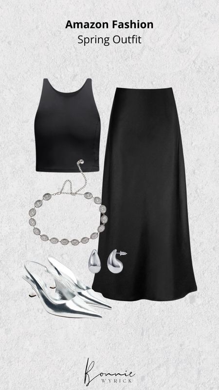 Midsize curvy spring outfit from Amazon fashion 🖤

Black satin maxi skirt, metallic trend, western style belt, styling staples

#LTKfindsunder50 #LTKstyletip #LTKmidsize