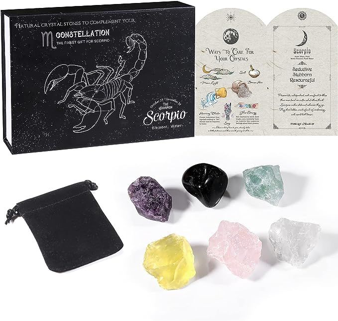 Scorpio Gifts Crystals Box for Women, Zodiac Sign Healing Stones Pack,Birthday Gifts Basket for A... | Amazon (US)