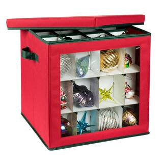 Red and Green Plastic Ornament Storage Box (48-Ornaments) | The Home Depot