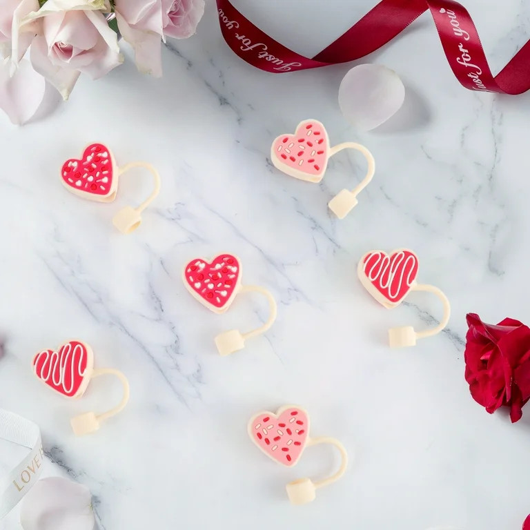 CWC 6 Piece Silicone Straw Topper Set - Valentine's Day Edition | Walmart (US)