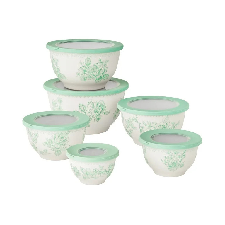 The Pioneer Woman Agatha 12-Piece Bamboo Melamine Nesting Mixing Bowl Set, Green | Walmart (US)