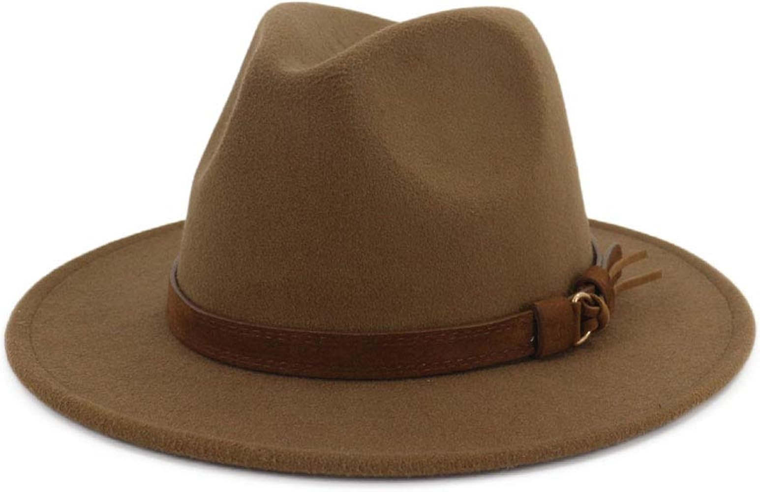 Lisianthus Men & Women Vintage Wide Brim Fedora Hat with Belt Buckle | Amazon (US)