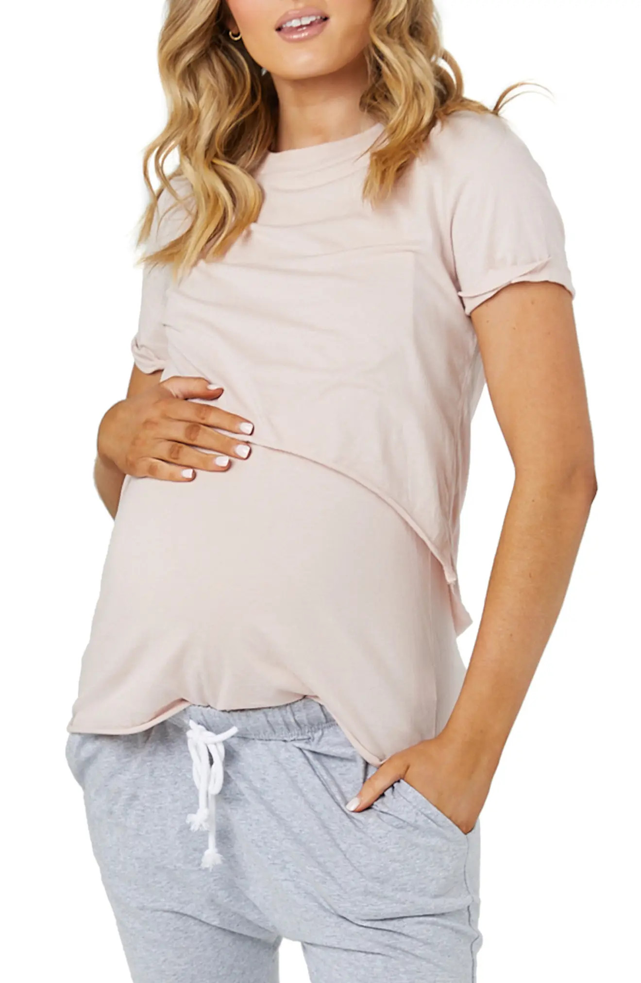 Women's Legoe. Valance Maternity/nursing Tee, Size 3 (fits like 8-10 US) - Pink | Nordstrom