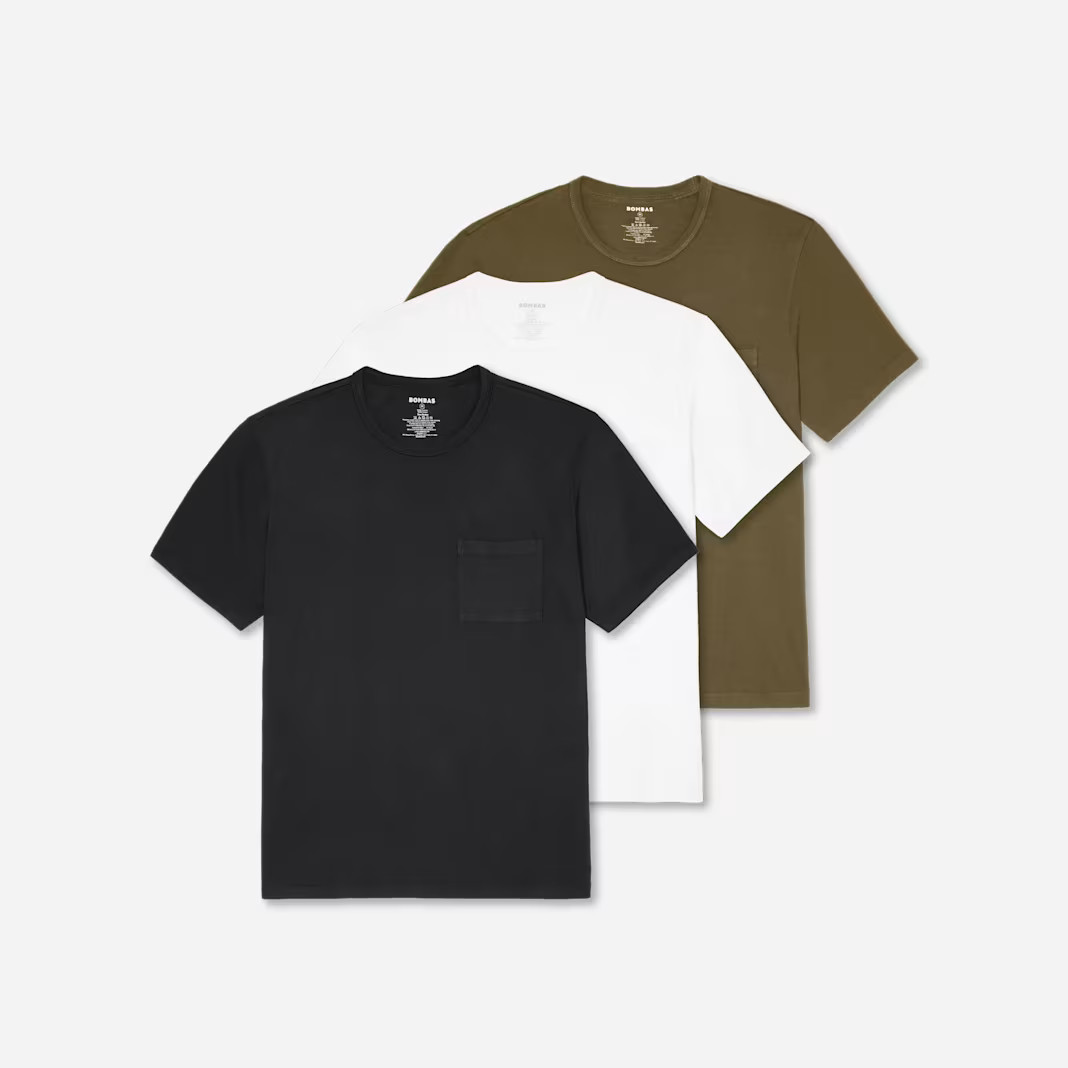 Men’s Premium Weight Pocket Crew Neck T-Shirt 3-Pack | Bombas