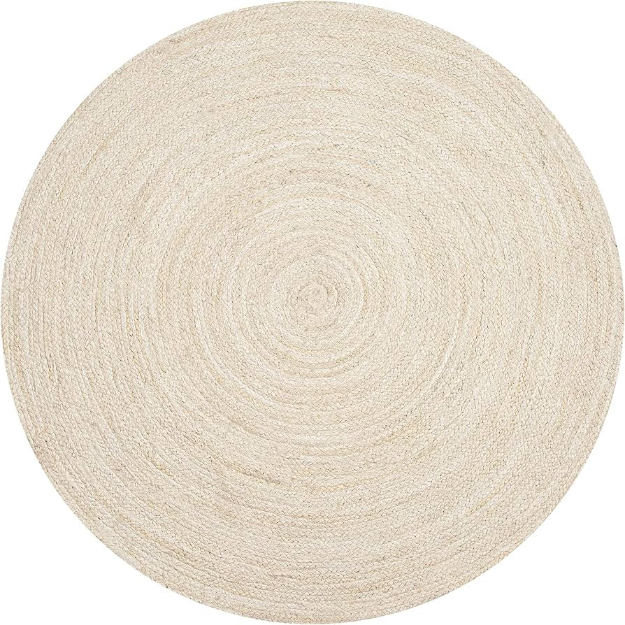 Hausattire Hand Woven Jute Braided Rug, 6’ Round – Off White, Reversible Boho Entry Area Rugs... | Amazon (US)