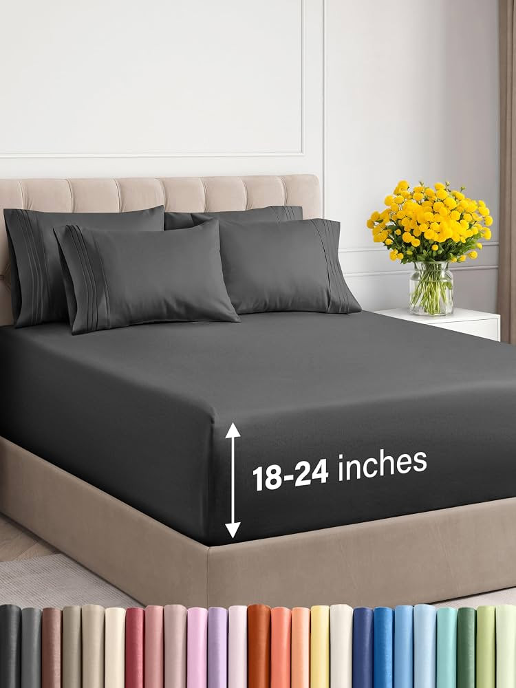 Extra Deep King Sheet Set - 6 Piece Breathable and Cooling Sheets - Hotel Luxury Bed Sheets Set -... | Amazon (US)