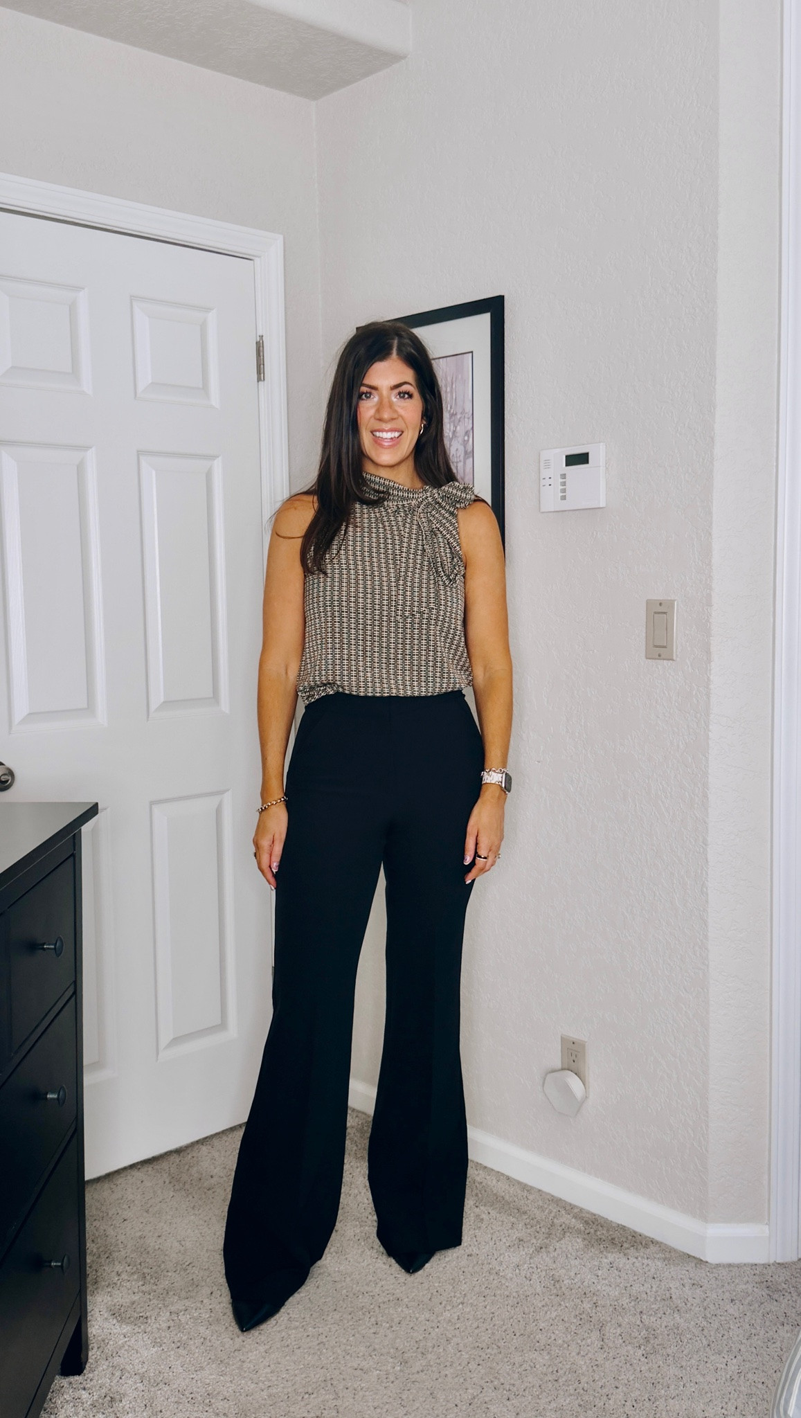 In a medium top and 10 long flare trouser- could do regular length

#LTKSaleAlert #LTKMidsize #LTKWorkwear