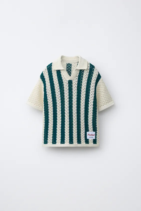 STRIPED KNIT POLO SHIRT | Zara US
