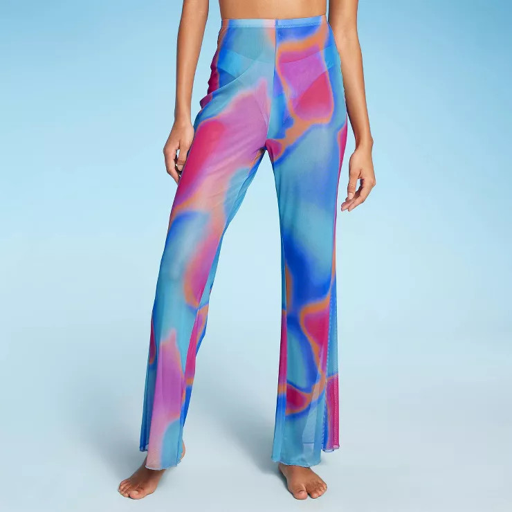 Women's Mesh Cover Up High Waist Flare Pants - Wild Fable™ | Target