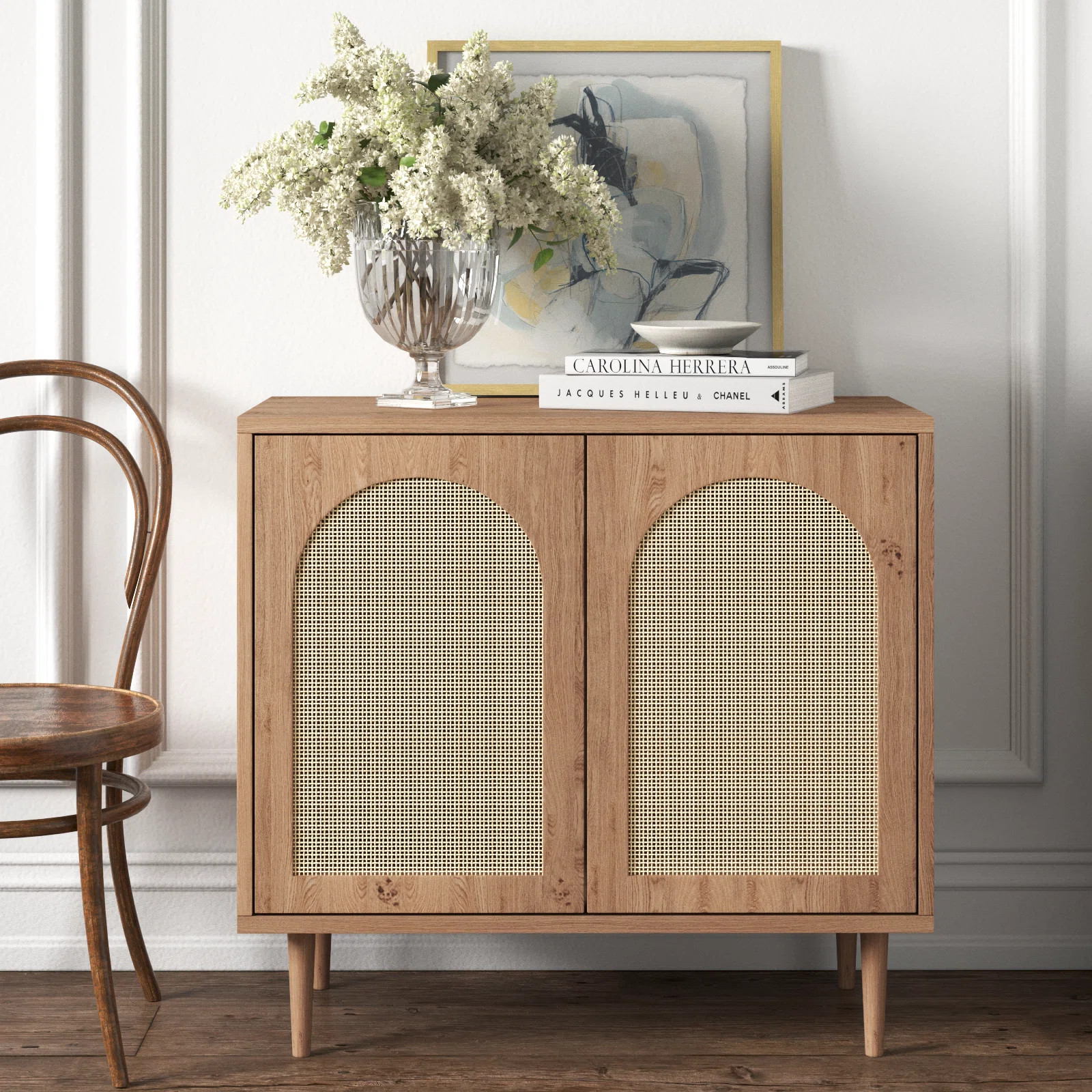 Emily 30.2'' 2 - Rattan Door Accent Cabinet with Solid Wood Legs | Wayfair North America