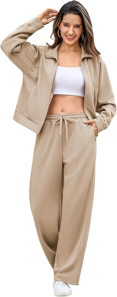 Totatuit Womens 2 pieces Sweatsuit Sets Zip Up Sweatshirts and Sweatpants Tracksuit Lounge Set Tr... | Amazon (US)