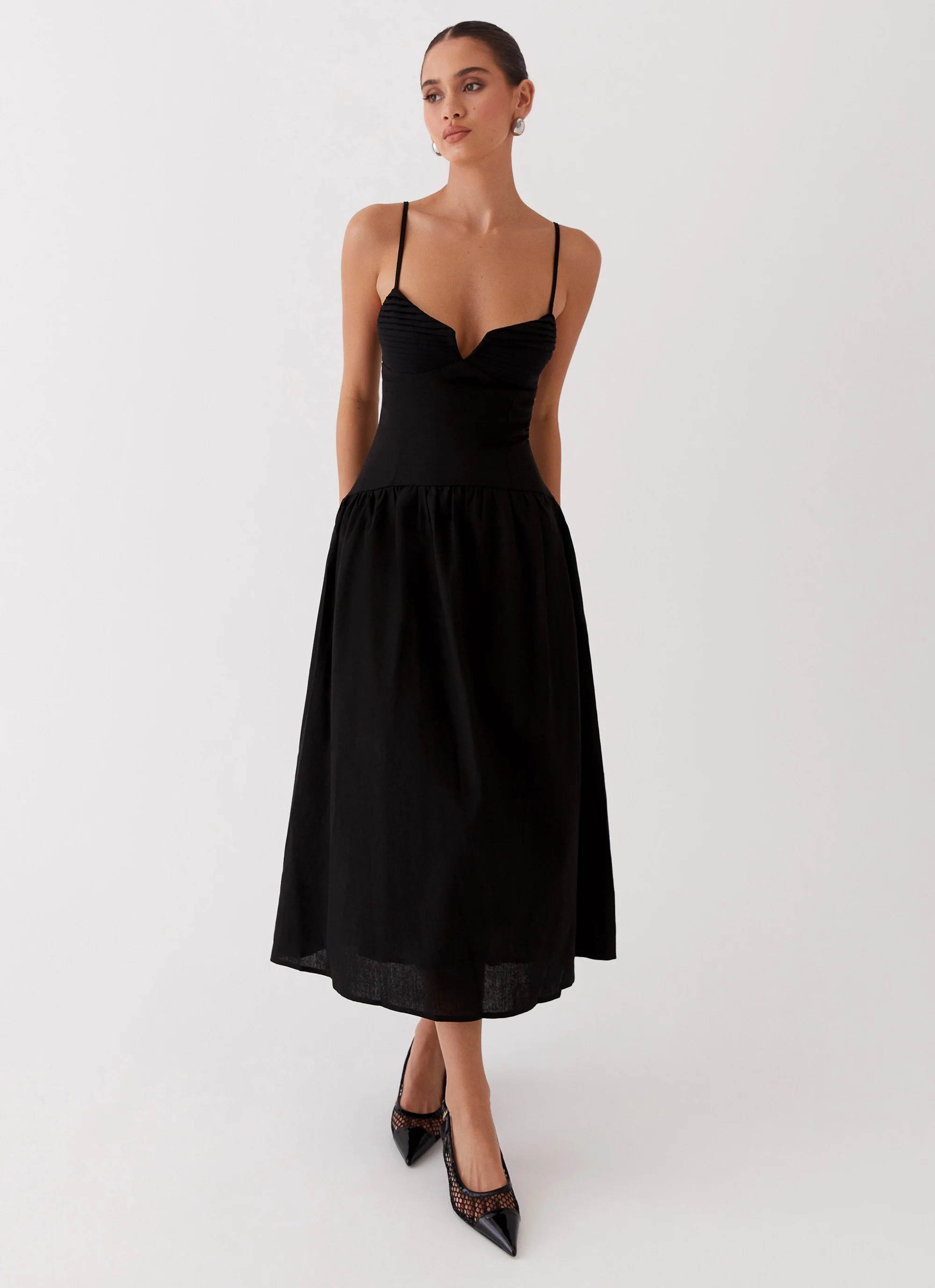 Louvelle Linen Maxi Dress - Black | Peppermayo (Global)