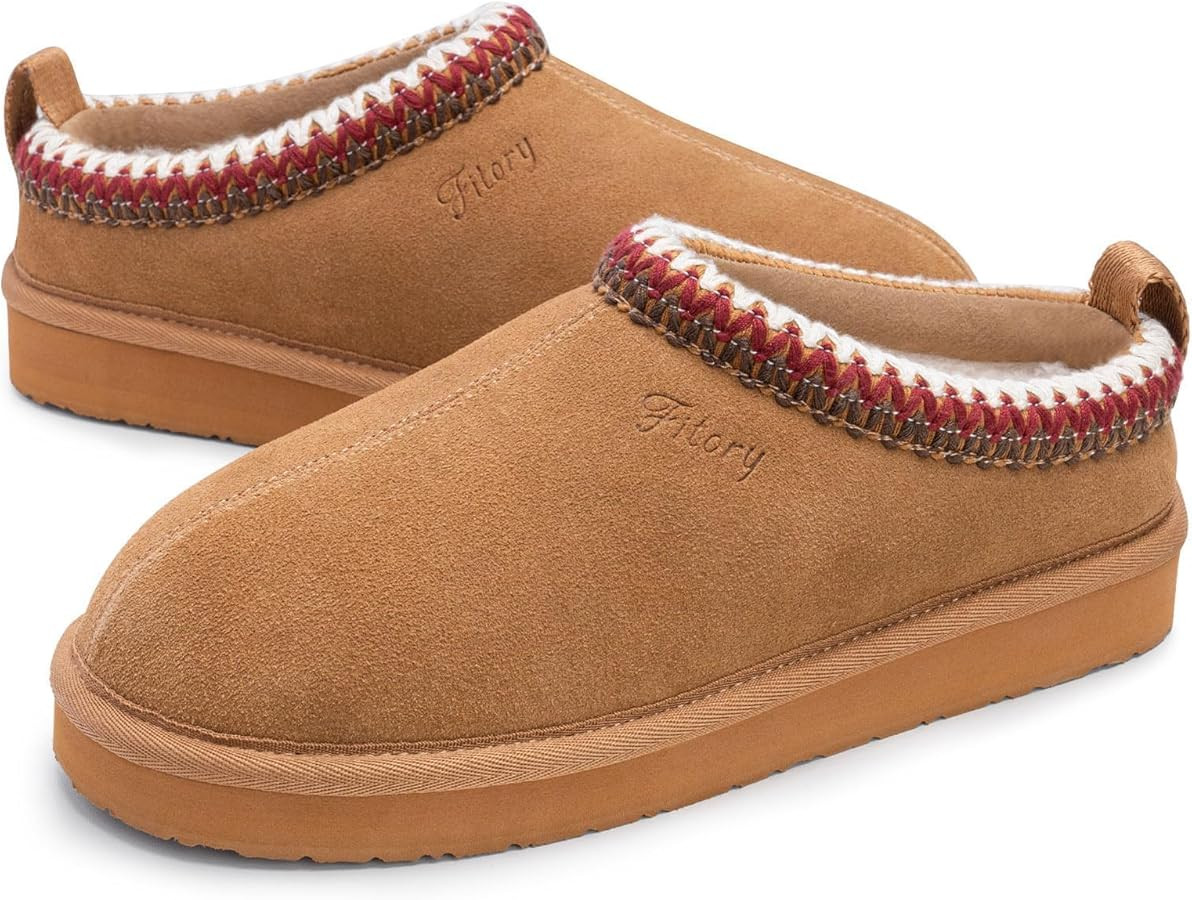 FITORY Women's Suede Slipper | Flat Short Mini Boots with Fur Fleece | Winter Casual Comfort Shoe... | Amazon (US)