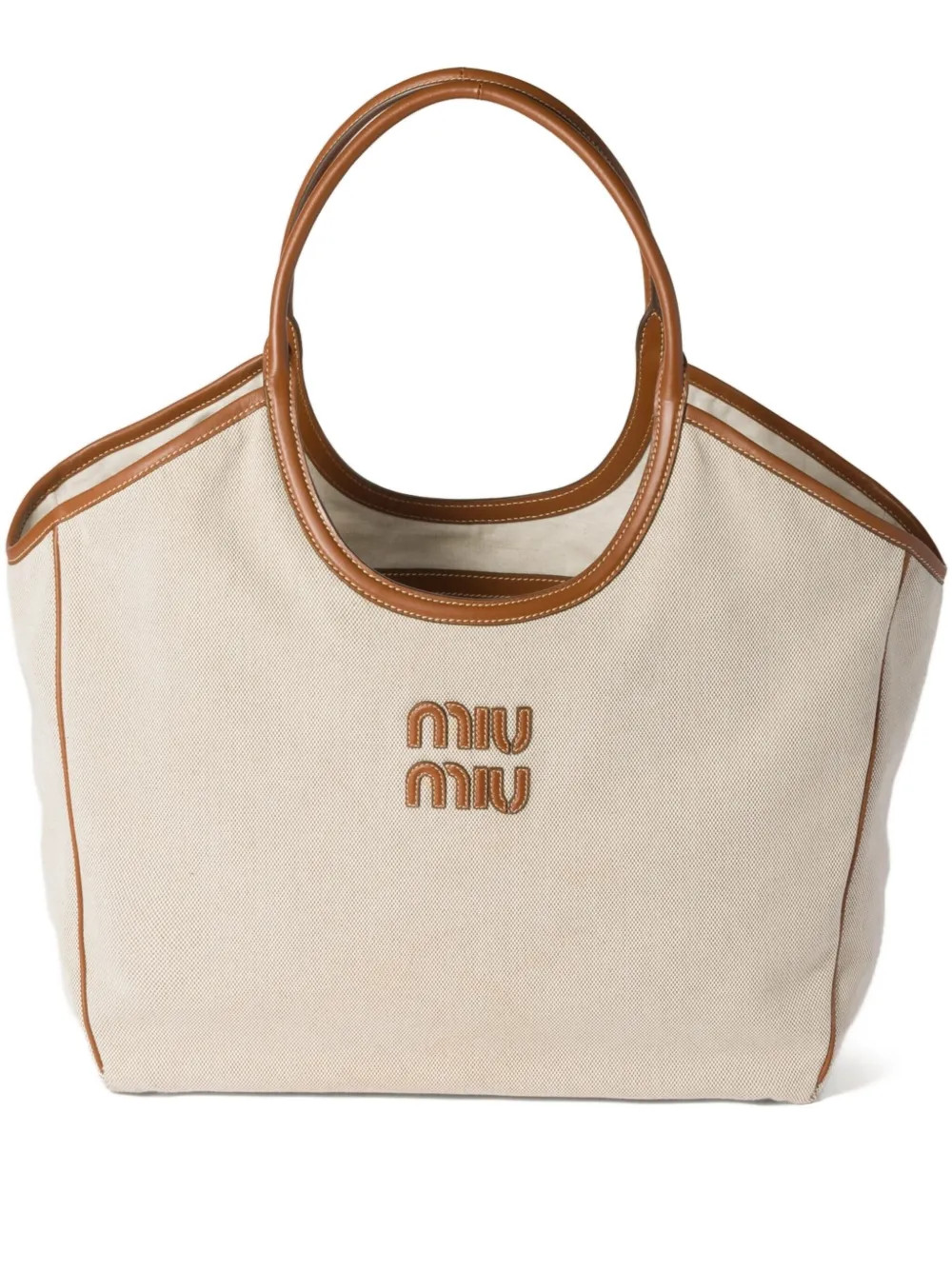 Miu Miu Ivy Canvas Tote Bag | Neutrals | FARFETCH CA | Farfetch Global