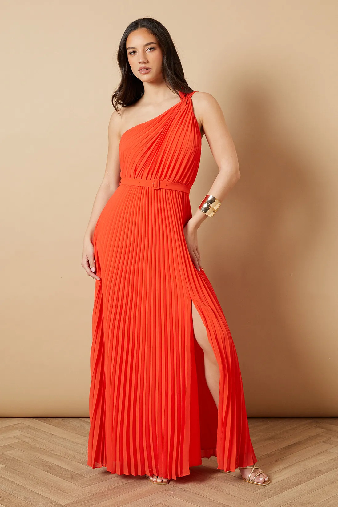 Dresses | One Shoulder Pleated Tie Detail Midi Dress | Oasis | Debenhams UK