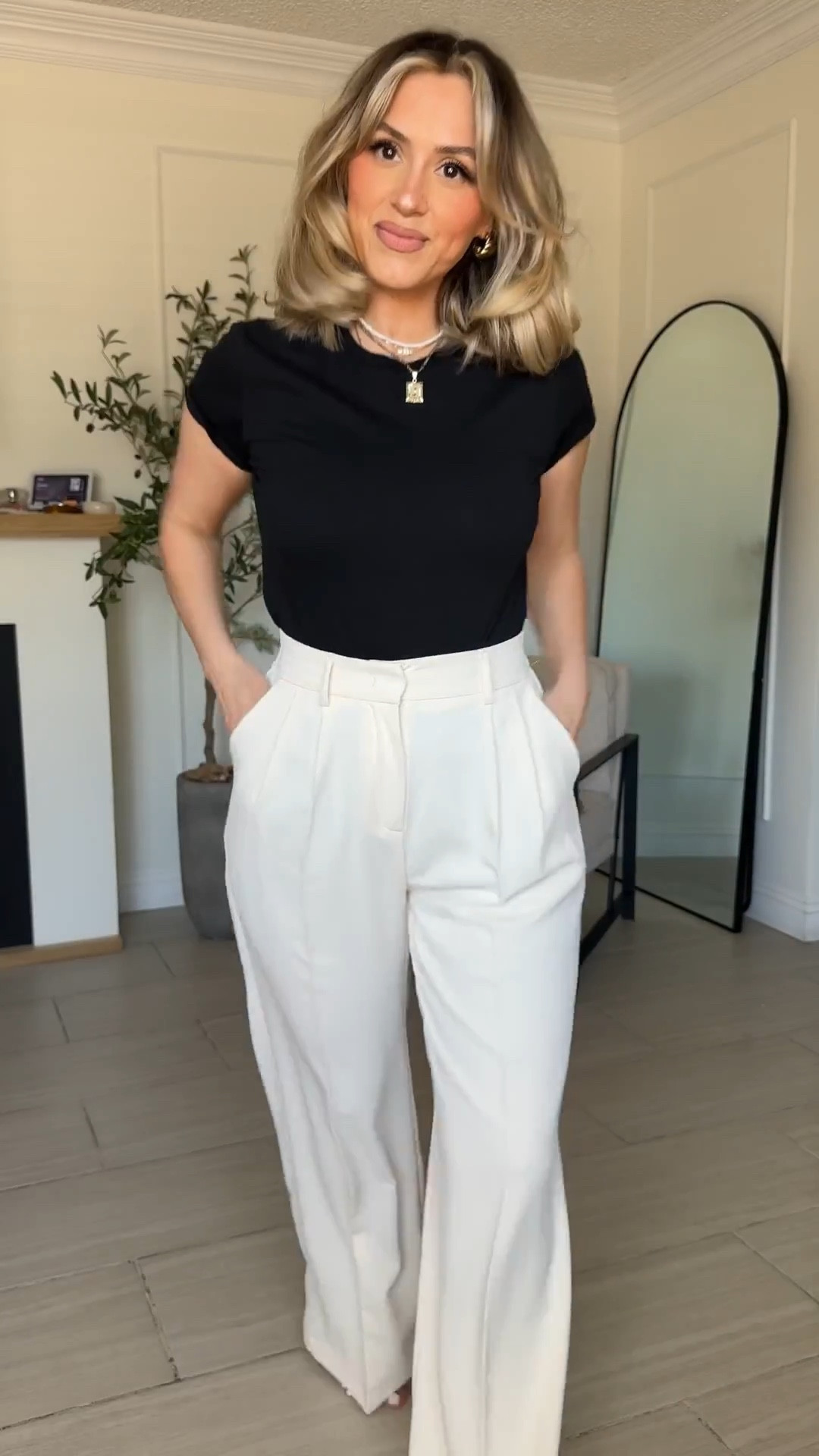 Office outfit formula for my corporate girlies 😍

✔️ the trousers are from the same brand, same size just different color. The first ones are in BEIGE the second ones are in LIGHT GREY. | I'm wearing them in SMALL LONG THIN (I'm 5'2) and I can wear them comfortably with a 3 inch heel or sneakers. 

✔️ I promise you that these crewneck T-shirts are not like the rest. These are good quality very nice T-shirts that look very professional. They're not vintagey they're not very thin. They are a nice crisp quality.. 


#LTKPetite #LTKootd #LTKWorkwear