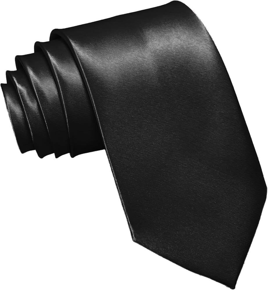 WOXVM Men's Ties Classic Solid Satin Tie Pure Color 3.15" Mens Necktie, Premium Formal Black Ties... | Amazon (US)
