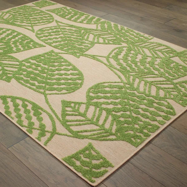 Ledyard Floral Bright Green Indoor / Outdoor Area Rug | Wayfair Professional