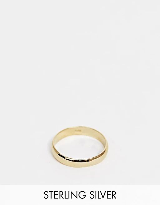 ASOS DESIGN sterling silver with gold plate sleek thick band ring | ASOS US