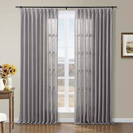 TWOPAGES 52 W x 96 L inch Pinch Pleat Unlined Darkening Drape Faux Linen Curtain Drapery Panel fo... | Amazon (US)