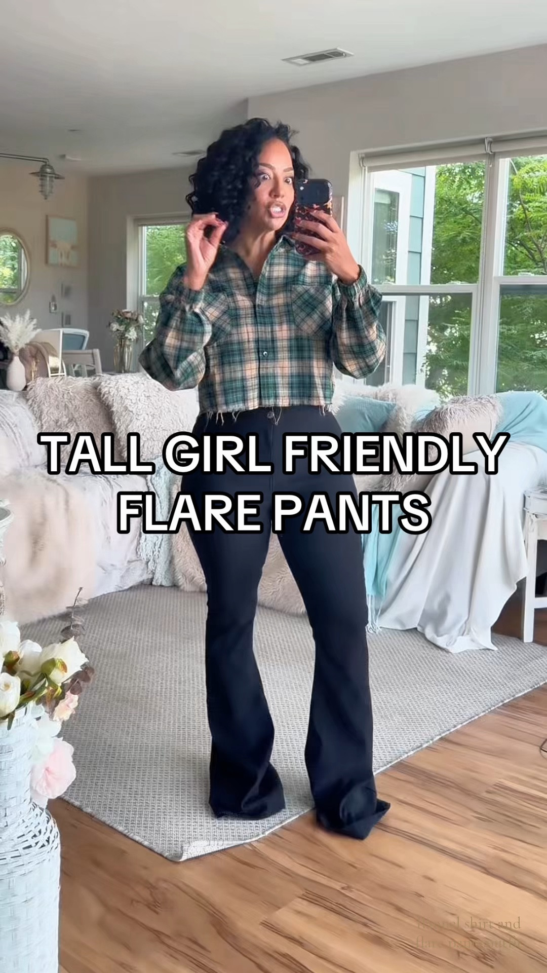 Tall girl friendly flare pants for fall! Paired these with this cropped flannel for a fall outfit 🍂

WHERE TO WEAR IT: Pumpkin patch, date, girls night, gameday 
STRETCH: High stretch 
TRUE TO SIZE: Fit wise yes but VERY LONG. 34” inseam. 
OVERALL FIT: Fitted
PETITE FRIENDLY: No

Sizing ⬇️
5’3 
Bust: 32DD
Waist: 27”
Hips: 42”
Wearing Size S in the top, L in the jeans 

Make sure you download the ✨FREE✨ LTK app and follow me @heyrissyrozay for all my style and beauty finds 🫶🏽

over 40 outfit ideas
petite curvy outfits

#LTKPetite #LTKOver40 #LTKTall