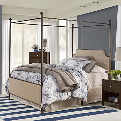 Hillsdale McArthur Queen Upholstered Bed, Canopy, Bronze/Linen | Amazon (US)