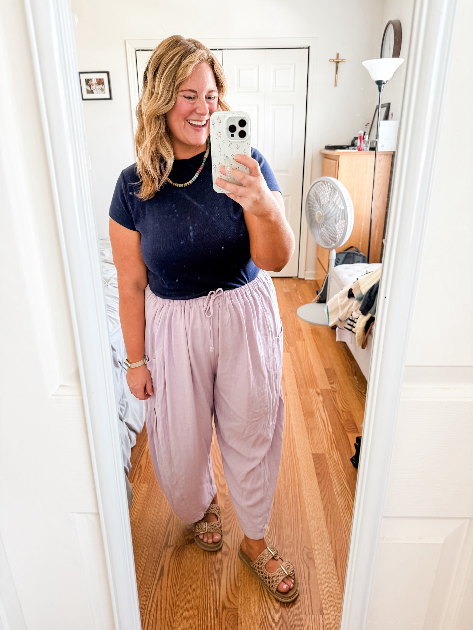 Wearing these comfy linen pants for being in the car today.  Wearing a large in pants and XL in tee. I wear this rainbow necklace all the time and it’s so fun to add detail and color!

#LTKFindsUnder50 #LTKMidsize #LTKSeasonal