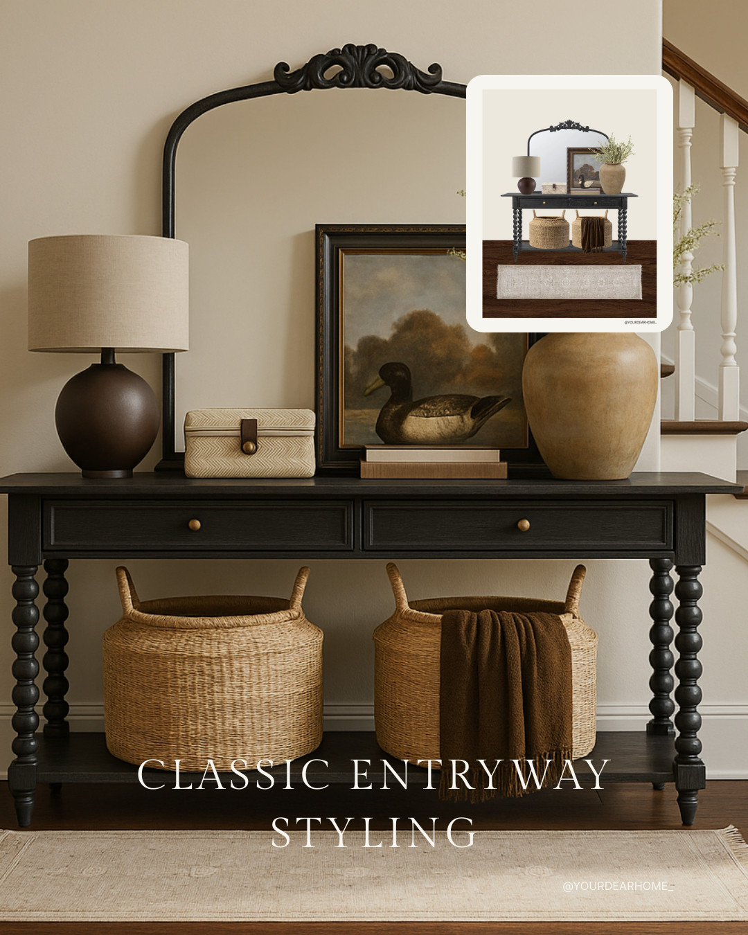 Black console table is my favorite to style. Rich, deep, perfectly modern yet classic with the leg details. Shop this look! 

 

#LTKHome