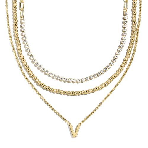 BaubleBar Kenna Pre-Layered Initial Necklace, Gold-Plated, Fashion Jewelry, Gifts for Women, Beau... | Amazon (US)