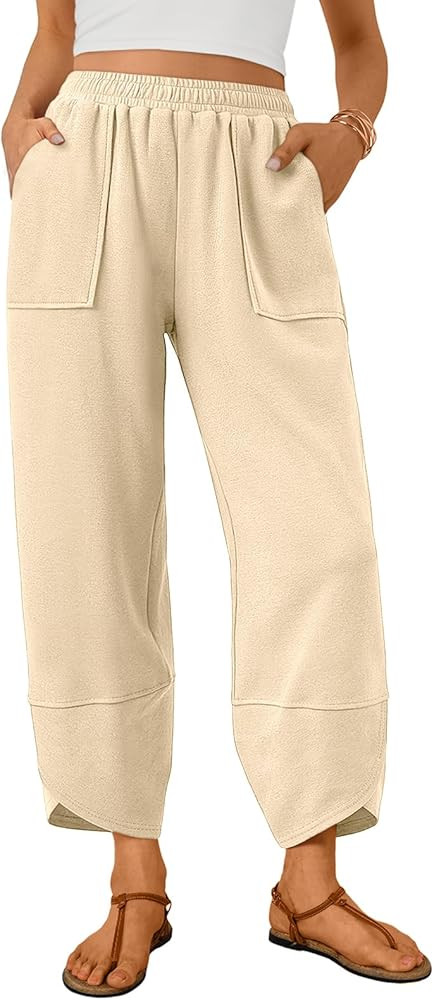 Trendy Queen Women's Wide Leg Pants Boho Summer Capri Palazzo Harem Casual Barrel Sweatpants Bagg... | Amazon (US)