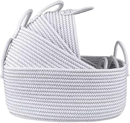 LA JOLIE MUSE 15 Inch Cotton Rope Woven Storage Basket Set of 4, Stackable Multipurpose Organizer... | Amazon (US)
