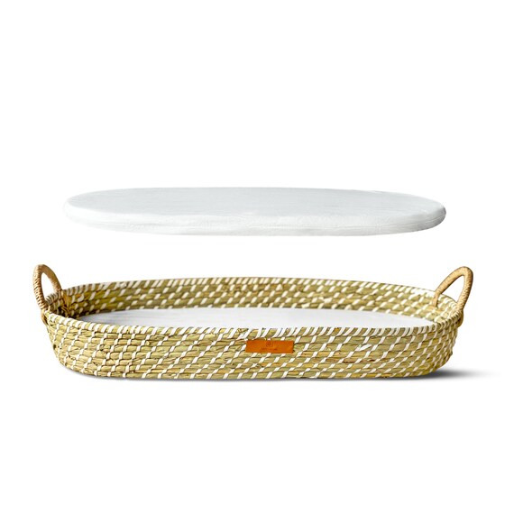 Baby Change Basket with Foam Pad, Seagrass Diaper Change Basket, Changing Table Basket, Changing ... | Etsy (US)