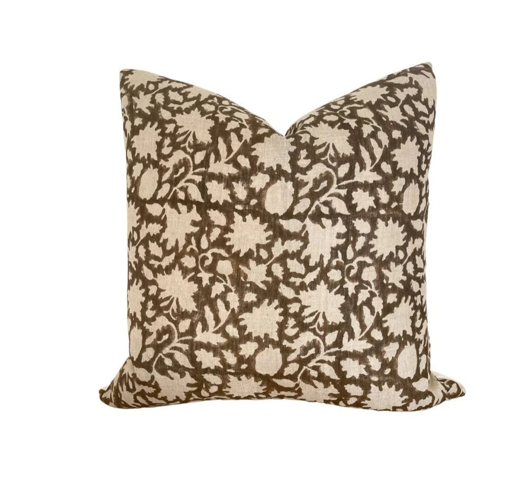 Parker Floral Pillow Cover Designer Pillow Cover Decorative Pillow Throw Pillow Brown Floral Pill... | Etsy (US)