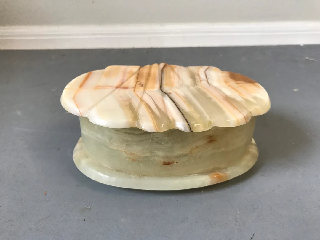 Vintage Art Deco Alabaster Stone Jewelry Box |  Shell Shape Mid Century Modern Storage Trinket Or... | Etsy (US)