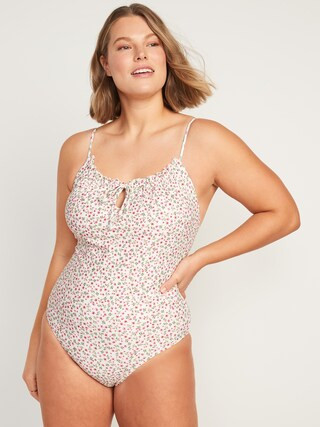 Gathered Keyhole One-Piece Swimsuit for Women | Old Navy (US)