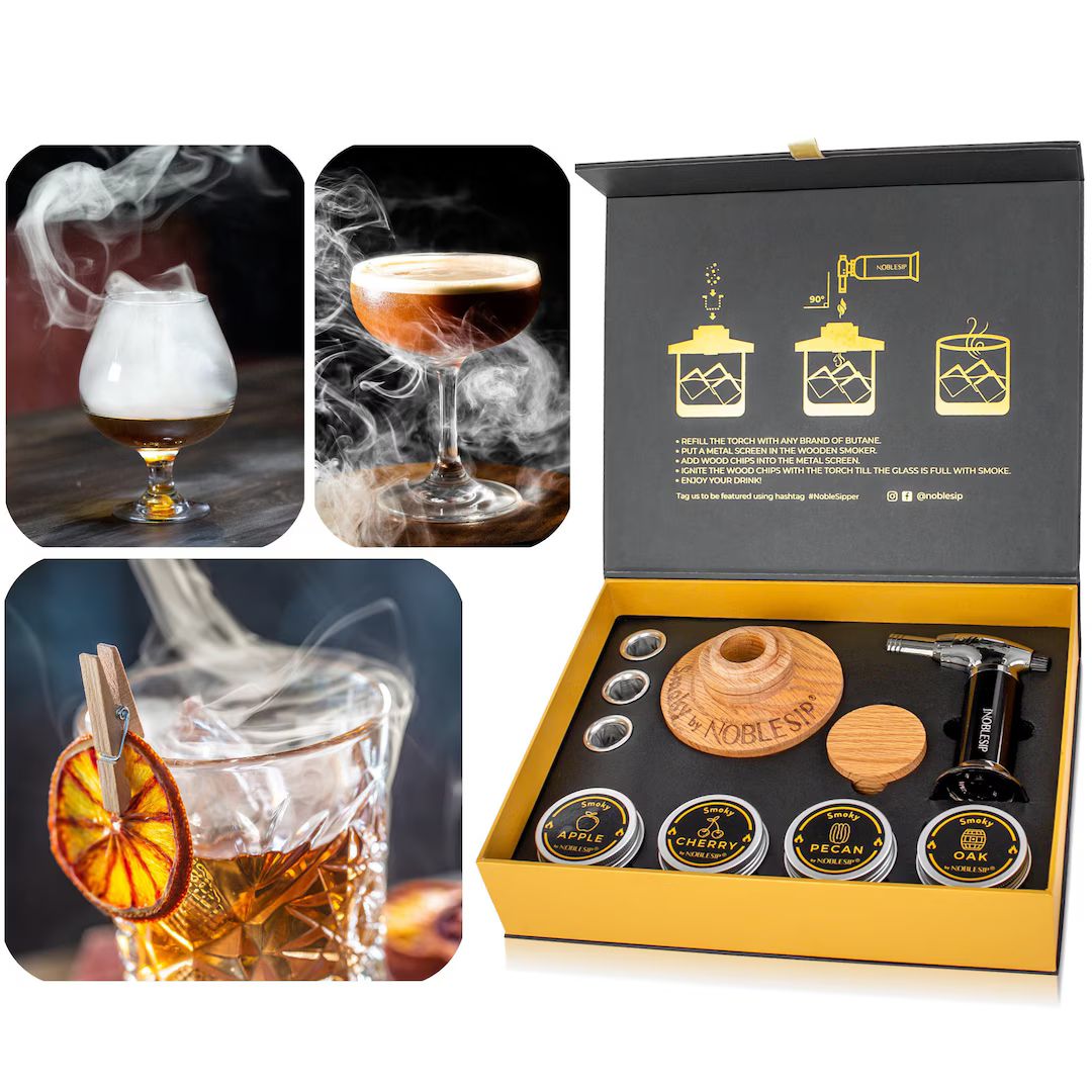 Cocktail Smoker Kit with Torch and Premium Wood Chips - Smoke Whiskey, Bourbon, Old Fashioned - Set  | Etsy (US)