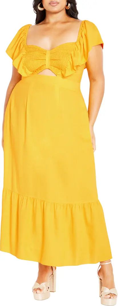 Alora Flutter Sleeve Cutout Maxi Dress | Nordstrom