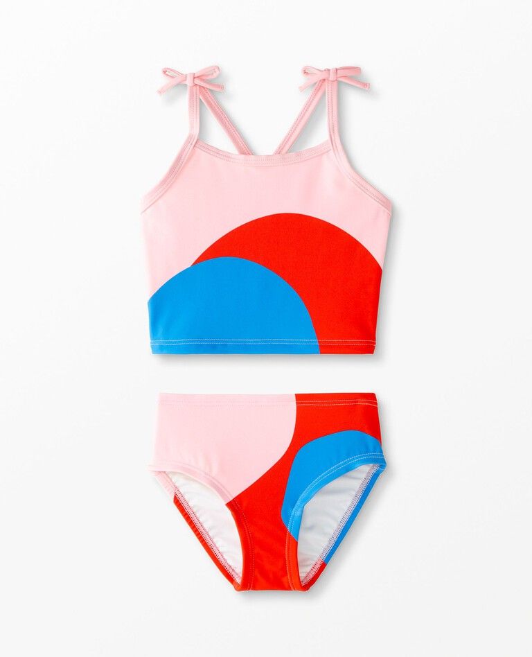 Recycled Sunblock Wavy Tri-color Tankini Set | Hanna Andersson