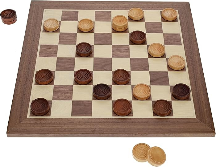 WE Games Old School Wooden Checkers Set Walnut and Natural Stain – 12 Inch Classic Board Game f... | Amazon (US)