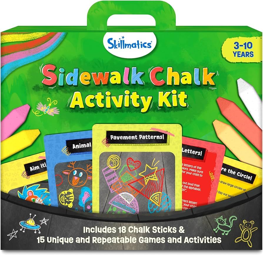 Skillmatics Sidewalk Chalk Activity Kit - Creative Outdoor Fun with 18 Washable Chalk Sticks, 15 ... | Amazon (US)