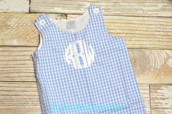 Baby Boy Easter Outfit in Blue Gingham  Boys Monogrammed | Etsy | Etsy (US)