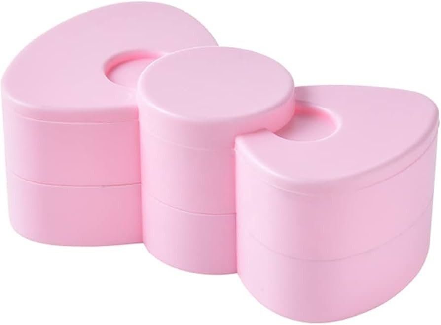 Plastic 2-Layer Small Jewelry Organizer Box Bow Shape Rotating Travel Jewelry Storage Box Holder ... | Amazon (US)
